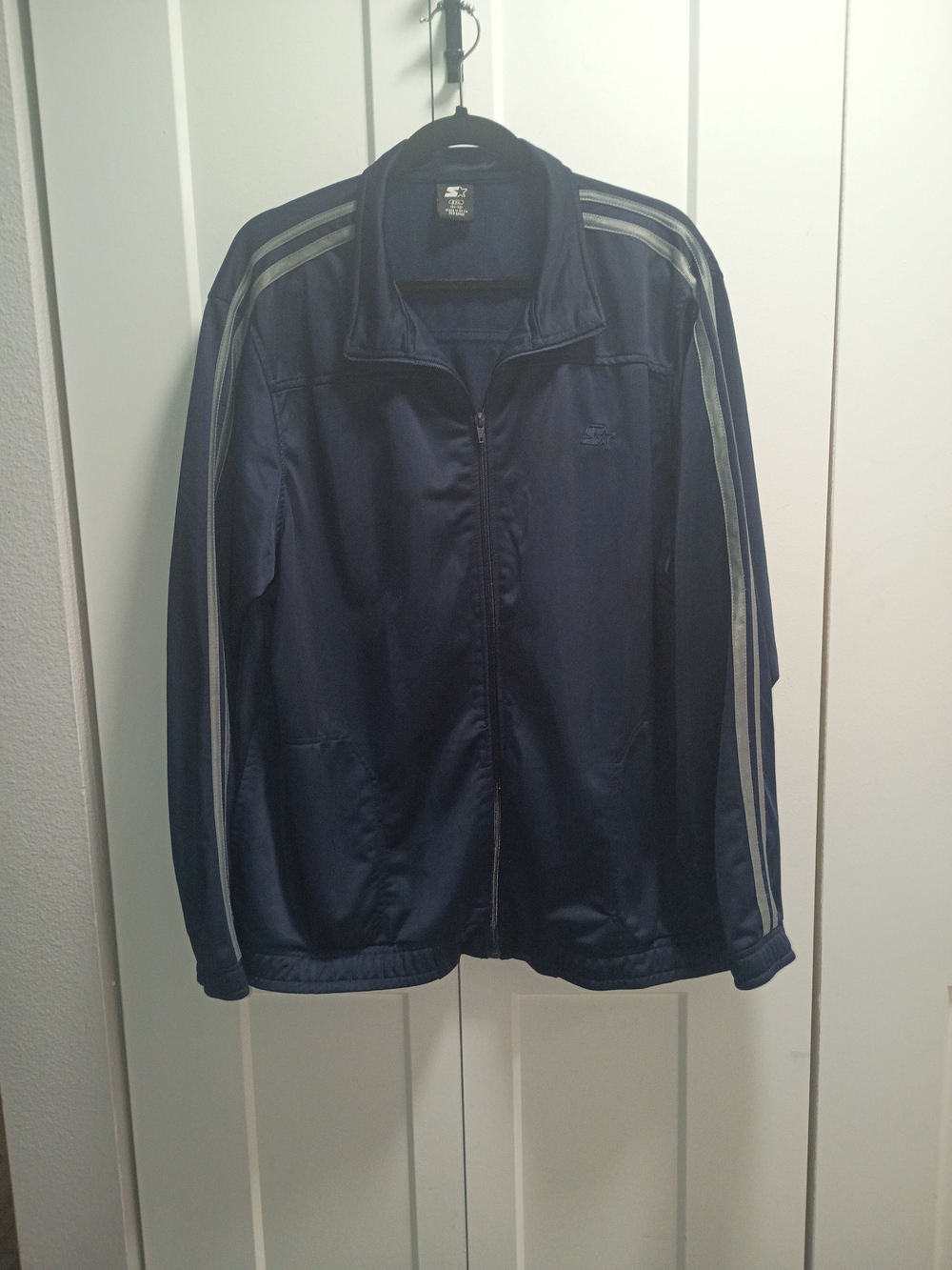 STARTER Navy Performance Jacket with Light Gray Stripes